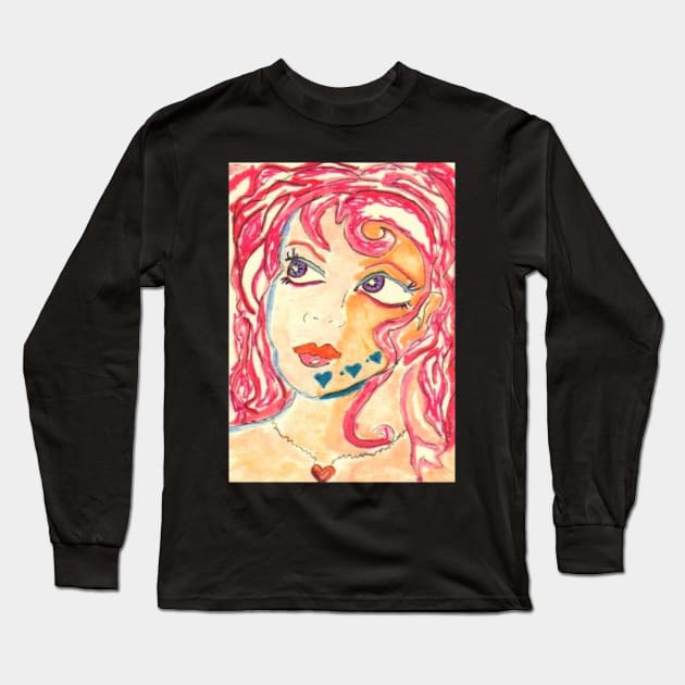 Princess woman girl tattoo face art Long Sleeve T-Shirt by SamsArtworks